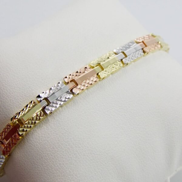 Bracelets Woman/ Pulseras Dama/  Zircon Stone/  Three Tone/ 3 Colores//  FREE SHIPPING OVER $50.00 DOLLAR PURCHASE///B-0077 - Image 2