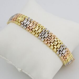 Bracelets Woman/ Pulseras Dama/  Zircon Stone/  Three Tone/ 3 Colores//  FREE SHIPPING OVER $50.00 DOLLAR PURCHASE///B-0082 SKU