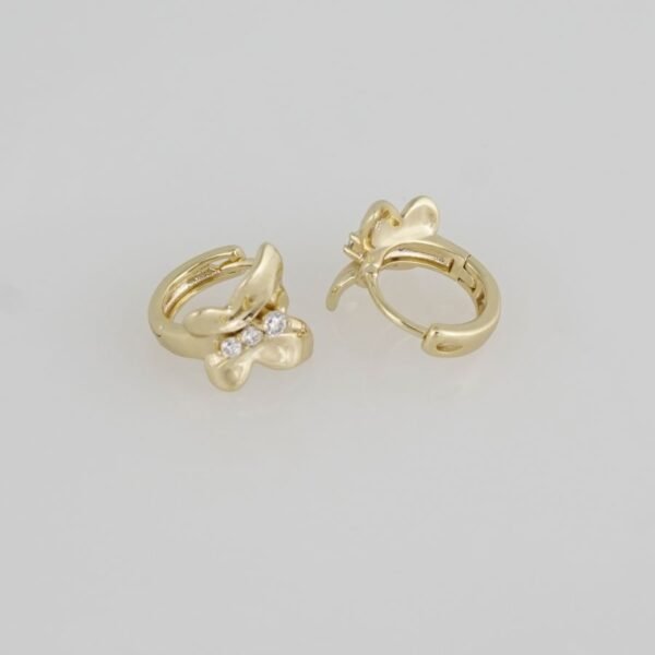Earrings Woman/ Aretes Dama/  Zircon Stone/  14K Real Color/ E0045 - Image 3