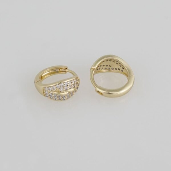 Earrings Woman/ Aretes Dama/  Zircon Stone/  14K Real Color/ E0057 - Image 3