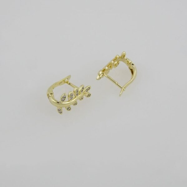 Earrings Woman/ Aretes Dama/  Zircon Stone/  14K Real Color// E0061 - Image 2