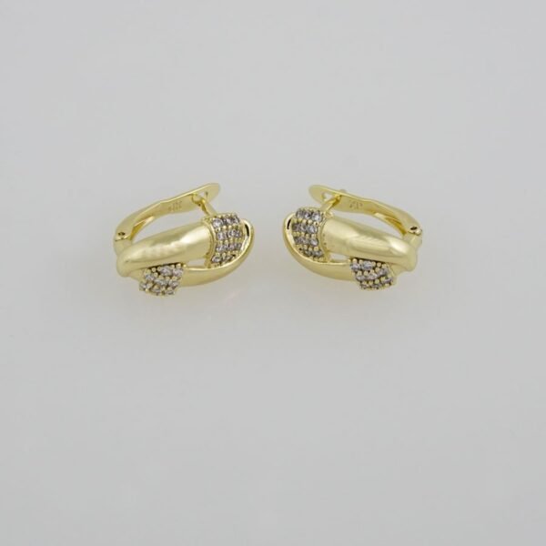 Earrings Woman/ Aretes Dama/  Zircon Stone/  14K Real Color// E0079