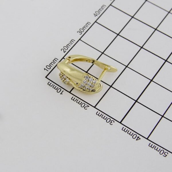 Earrings Woman/ Aretes Dama/  Zircon Stone/  14K Real Color// E0079 - Image 4
