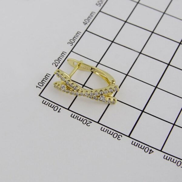 Earrings Woman/ Aretes Dama/  Zircon Stone/  14K Real Color// E0080 - Image 4