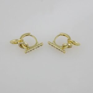 Earrings Woman/ Aretes Dama/  Zircon Stone/  14K Real Color// E0083