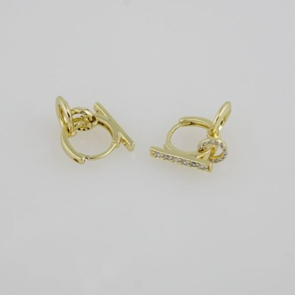 Earrings Woman/ Aretes Dama/  Zircon Stone/  14K Real Color// E0083 - Image 2