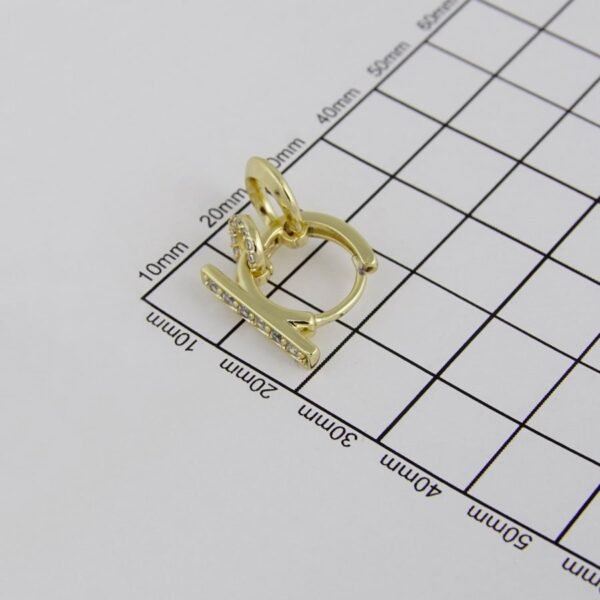 Earrings Woman/ Aretes Dama/  Zircon Stone/  14K Real Color// E0083 - Image 4
