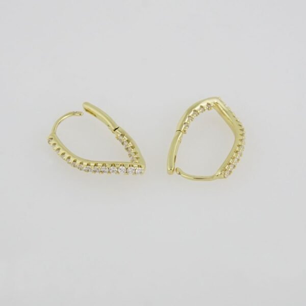 Earrings Woman/ Aretes Dama/  Zircon Stone/  14K Real Color// E0088 - Image 2