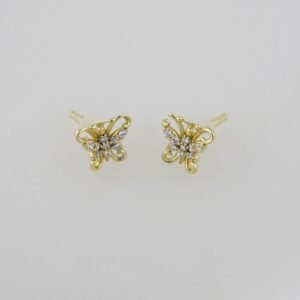 Earrings Woman/ Aretes Dama/  Zircon Stone/  14K Real Color// E0098
