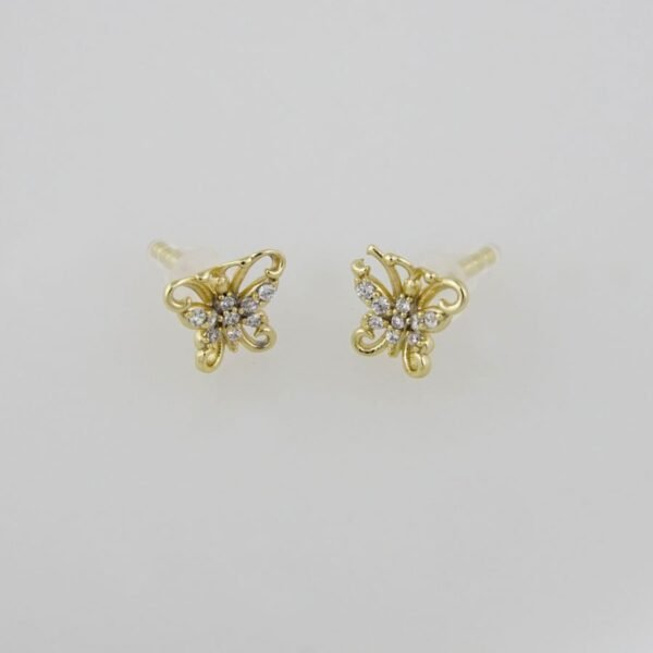 Earrings Woman/ Aretes Dama/  Zircon Stone/  14K Real Color// E0098