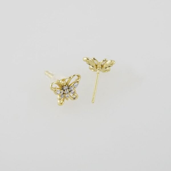 Earrings Woman/ Aretes Dama/  Zircon Stone/  14K Real Color// E0098 - Image 2