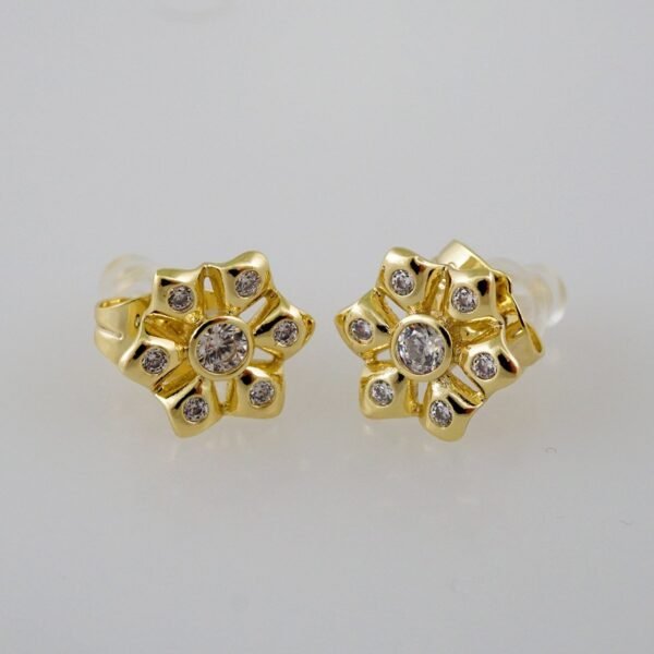 Women Earrings/ Aretes Dama/  Zircon Stone/  14k Real Color// E841