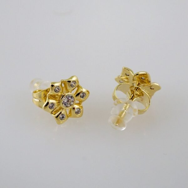 Women Earrings/ Aretes Dama/  Zircon Stone/  14k Real Color// E841 - Image 2