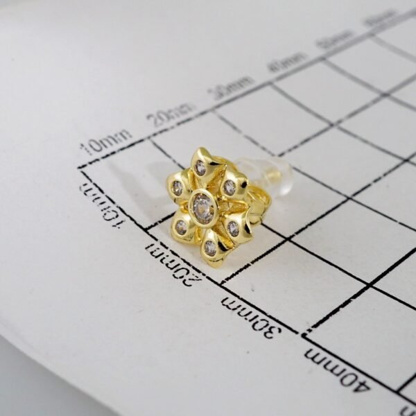 Women Earrings/ Aretes Dama/  Zircon Stone/  14k Real Color// E841 - Image 3