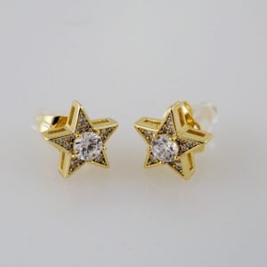 Women Earrings/ Aretes Dama/  Zircon Stone/  14k Real Color// E842
