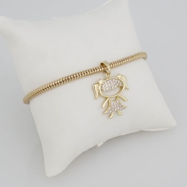 Bracelets Woman/ Manillas Mujer/ 14K Real Color / One Charms 3mm// M0001