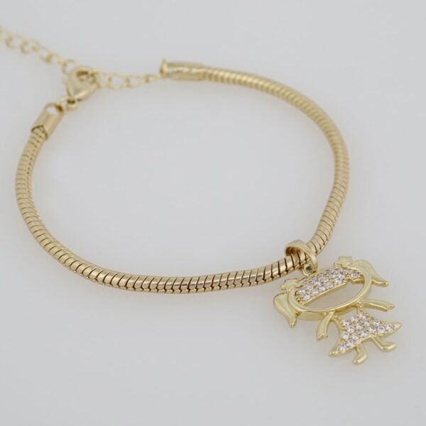 Bracelets Woman/ Manillas Mujer/ 14K Real Color / One Charms 3mm// M0001 - Image 2