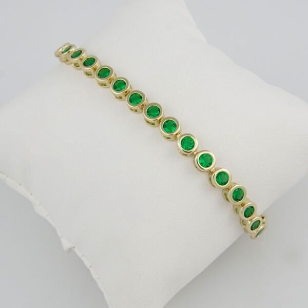 Bangles Woman/Pulsos Dama/ Green Zircon Stone/  14K Real Color /M0043