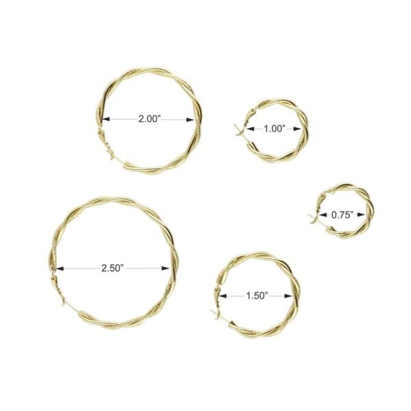 Earrings Woman/ Aretes Dama/ Plain/ 14k Real Color// E411 - Image 4