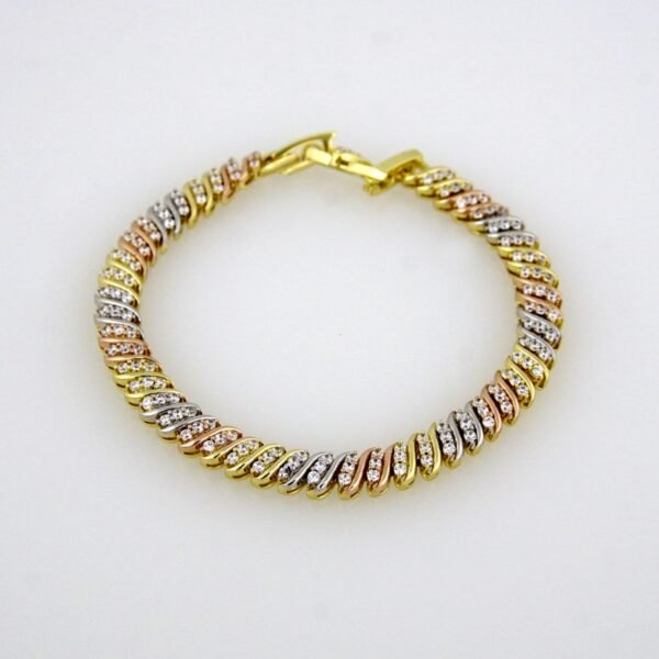 Bracelets Woman/ Pulseras Dama/ Three Tone/ 3 Colores Zircon Stone/ FREE SHIPPING OVER $50.00 DOLLAR PURCHASE///B0097 - Image 2