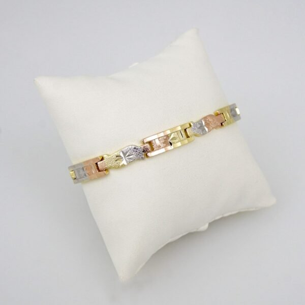 Bracelets Woman/ Pulseras Dama/  Plain/ 14K Real Color/ Three Tone/ 3 Colores///B0110