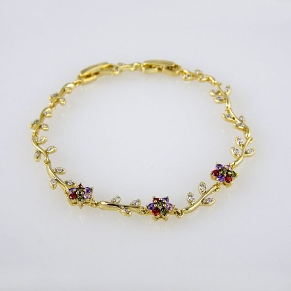 Bracelets Woman/ Manillas Mujer/  14K Real Color/ Zircon Stone// B0195 - Image 2
