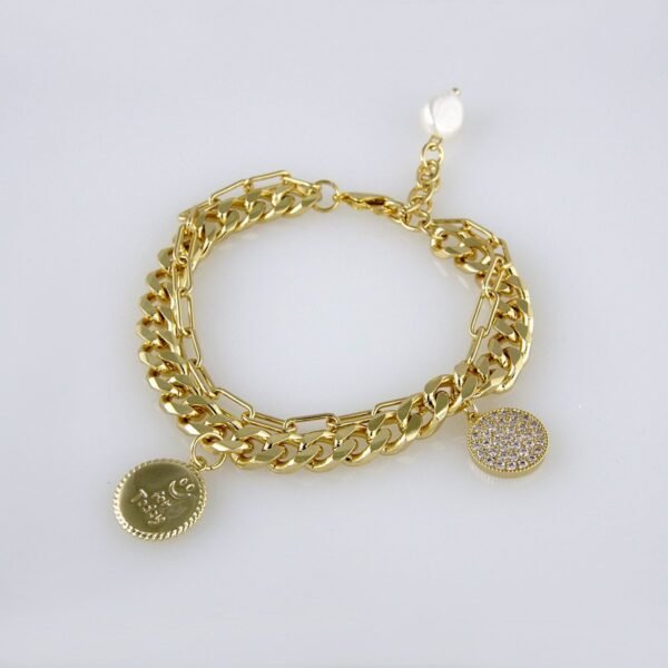 Bracelets Woman/ Manillas Mujer/  14K Real Color/ Plain// B0196 - Image 2