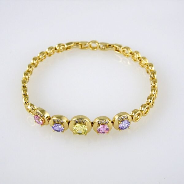 Bracelets Woman/ Manillas Mujer/  14K Real Color/ Zircon Stone// B0201 - Image 2