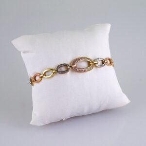Women Bracelets/ Pulseras Dama/ Zircon Stone/ Three Tone// B1146