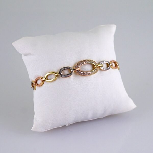 Women Bracelets/ Pulseras Dama/ Zircon Stone/ Three Tone// B1146