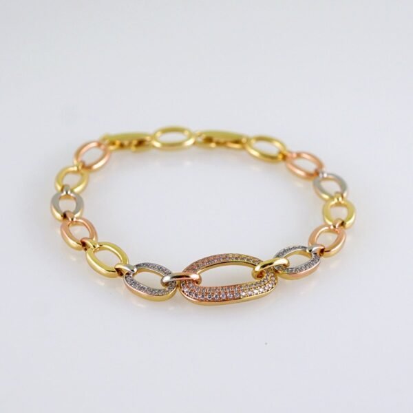 Women Bracelets/ Pulseras Dama/ Zircon Stone/ Three Tone// B1146 - Image 2