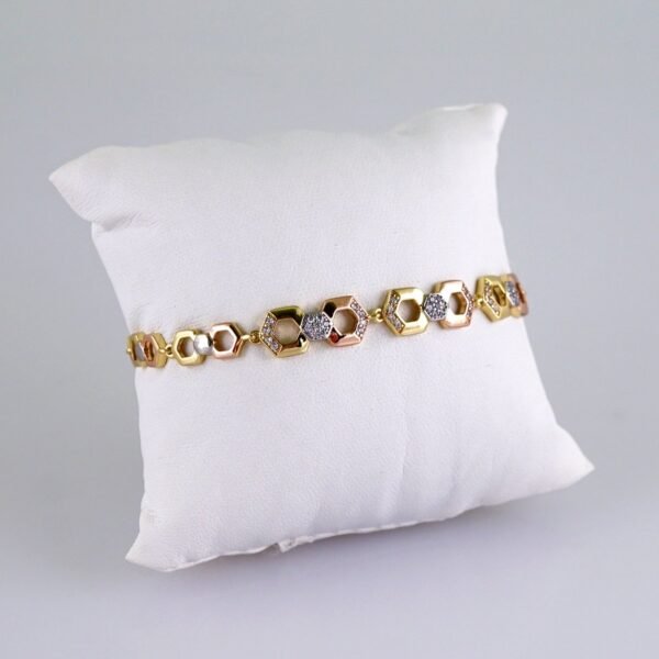 Women Bracelets/ Pulseras Dama/ Zircon Stone/ Three Tone// B1149