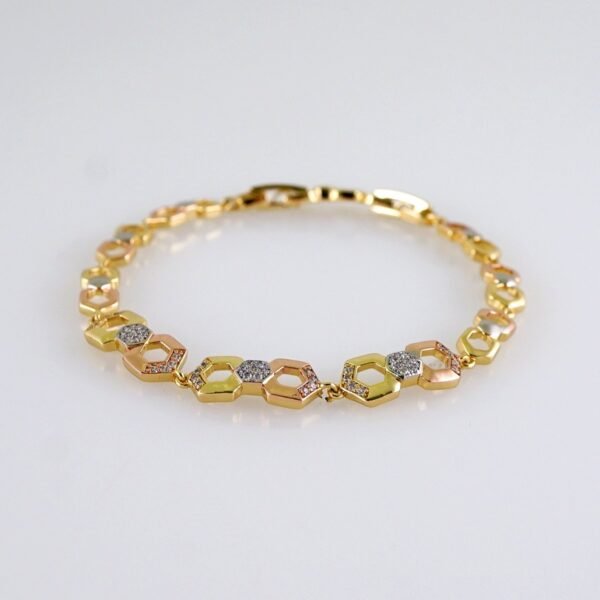 Women Bracelets/ Pulseras Dama/ Zircon Stone/ Three Tone// B1149 - Image 2