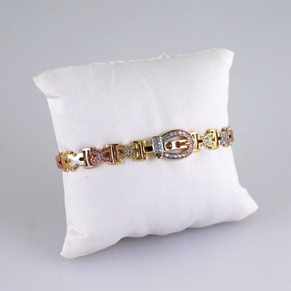 Women Bracelets/ Pulseras Dama/ Zircon Stone/ Three Tone// B1153