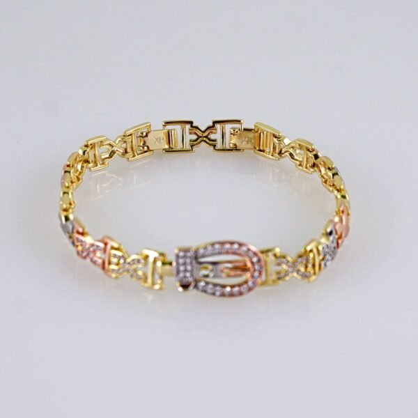Women Bracelets/ Pulseras Dama/ Zircon Stone/ Three Tone// B1153 - Image 2