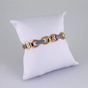 Women Bracelets/ Pulseras Dama/ Zircon Stone/ Three Tone// B1157