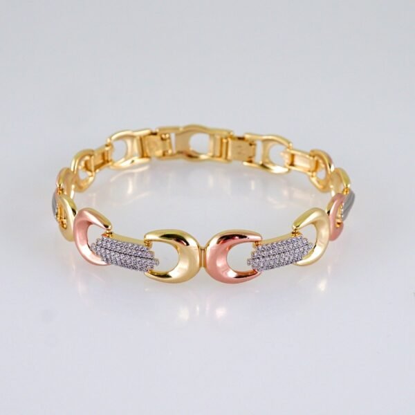 Women Bracelets/ Pulseras Dama/ Zircon Stone/ Three Tone// B1157 - Image 2