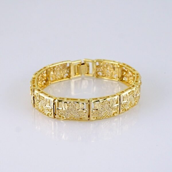 Women Bracelet-Pulsera Dama- Plain-14K Real Color-B1254 - Image 2