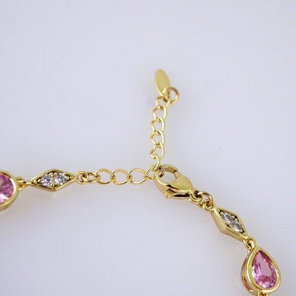 Women's Bracelets-Pulseras Dama-Zircon Stone-14K Real Color-Stainless Steel-B1275 - Image 3
