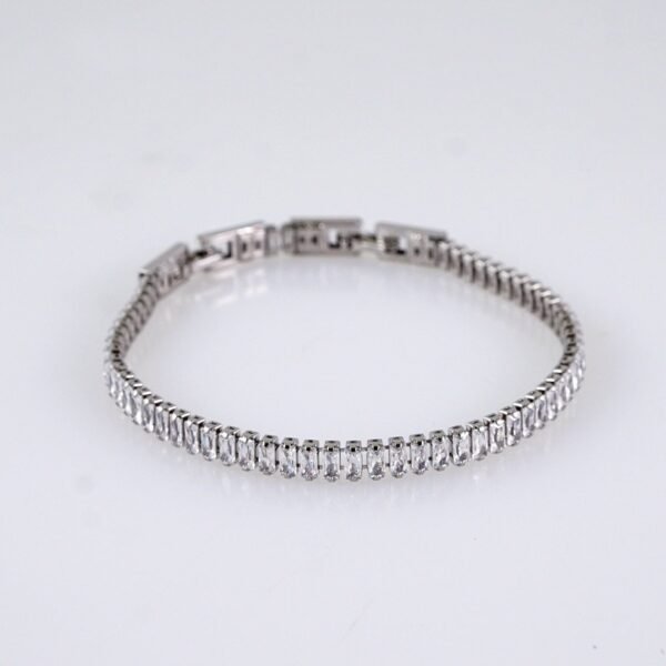 Women's Bracelets-Pulseras Dama-Zircon Stone-Silver Color-Stainless Steel-B1278 - Image 2