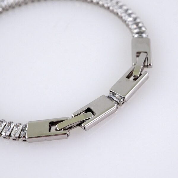 Women's Bracelets-Pulseras Dama-Zircon Stone-Silver Color-Stainless Steel-B1278 - Image 3
