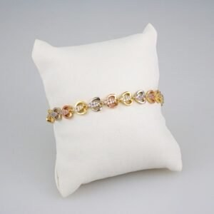 Women Bracelets/ Pulseras Dama/  Zircon Stone/ Three Tone// B527