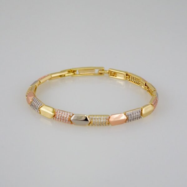 Women Bracelets/ Pulseras Dama/ Zircon Stone/ ThreeTone// B688 - Image 2