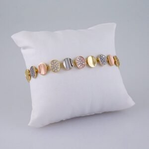 Women Bracelets/ Pulseras Dama/  Zircon Stone/ Three Tone// B988