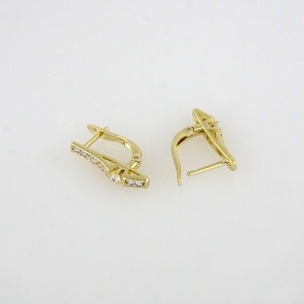 Earrings Woman/ Aretes Dama/  Zircon Stone/  14K Real Color// E-131 - Image 2