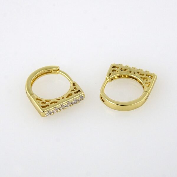 Earrings Woman/ Aretes Dama / Zircon Stone/ 14K Real Color// E115 - Image 2