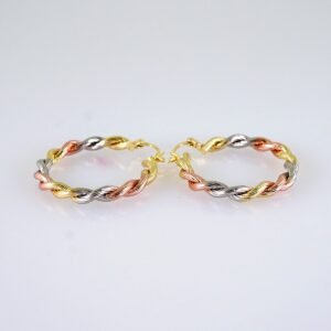Women Earrings/ Aretes Dama/Zircon Stone/ Three Tone// E1324