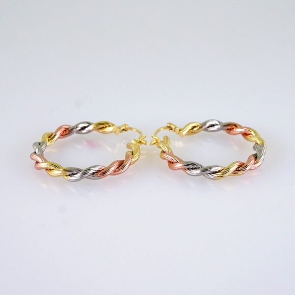 Women Earrings/ Aretes Dama/Zircon Stone/ Three Tone// E1324