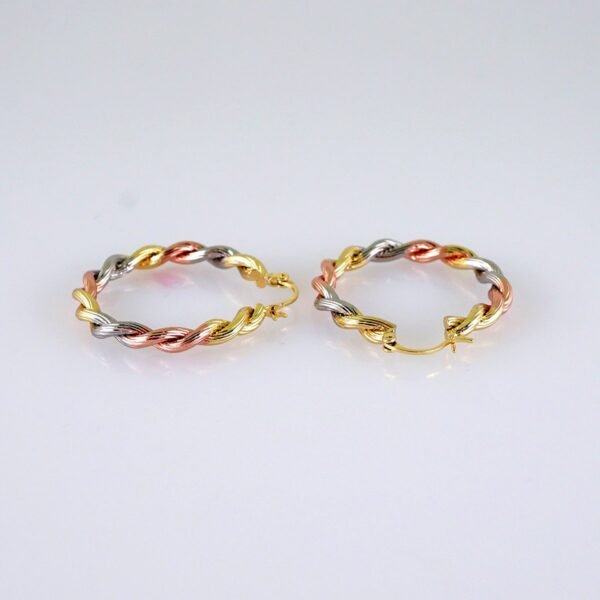 Women Earrings/ Aretes Dama/Zircon Stone/ Three Tone// E1324 - Image 2