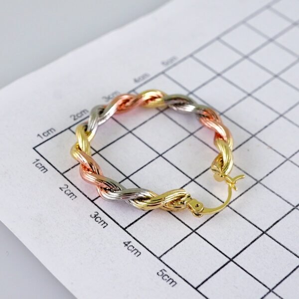 Women Earrings/ Aretes Dama/Zircon Stone/ Three Tone// E1324 - Image 3